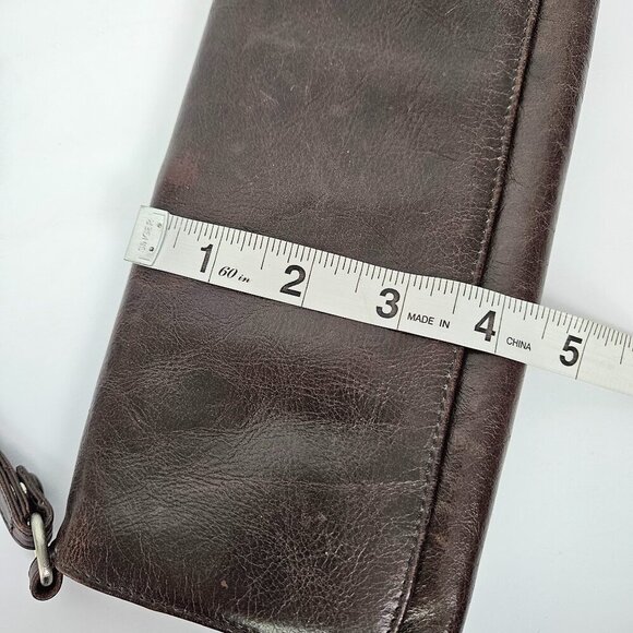 HOBO International Chocolate Brown Leather Flap Top Clutch Wristlet Wallet - Picture 10 of 10
